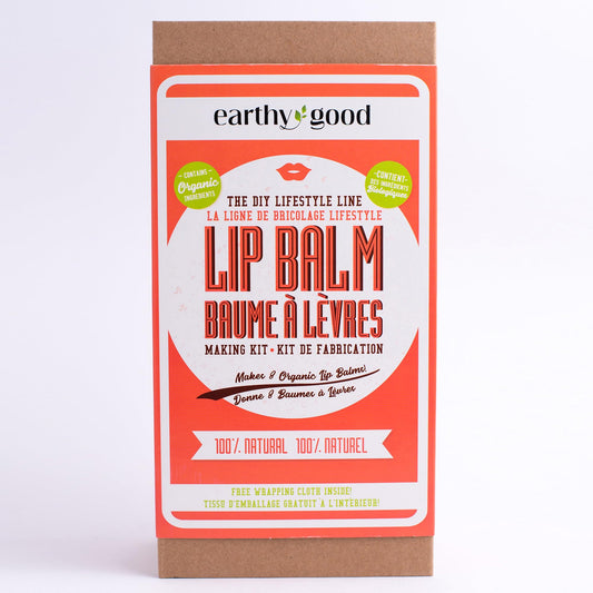 Earthy Good: Lip Balm Making Kit - Make 8 Twist-Up Balms, DIY Beauty Craft Kit for Adults, Organic Ingredients, Beeswax, Cocoa Butter, Essential Oils