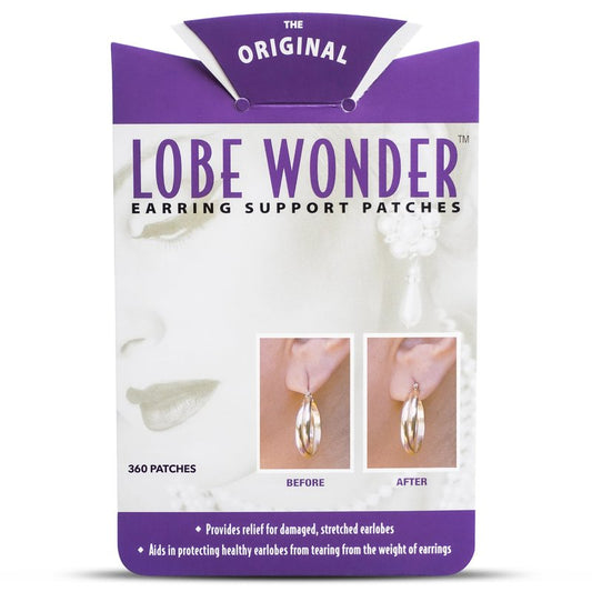 Lobe Wonder - The ORIGINAL Ear Lobe Support Patch for Pierced Ears - Eliminates the Look of Torn or Stretched Piercings - Protects Healthy Ear Lobes from Tearing - 360 Patches - Clear & Latex-Free