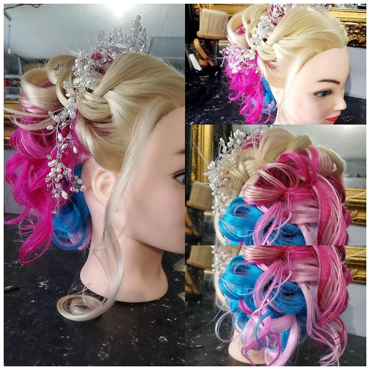 Morris 28 Inch Cosmetology Mannequin Head with Synthetic Hair Styling Head for Hairdresser Training Head Manikin Doll Head Long Hair Mannequin Head for Practice Braiding with Clamp (613)