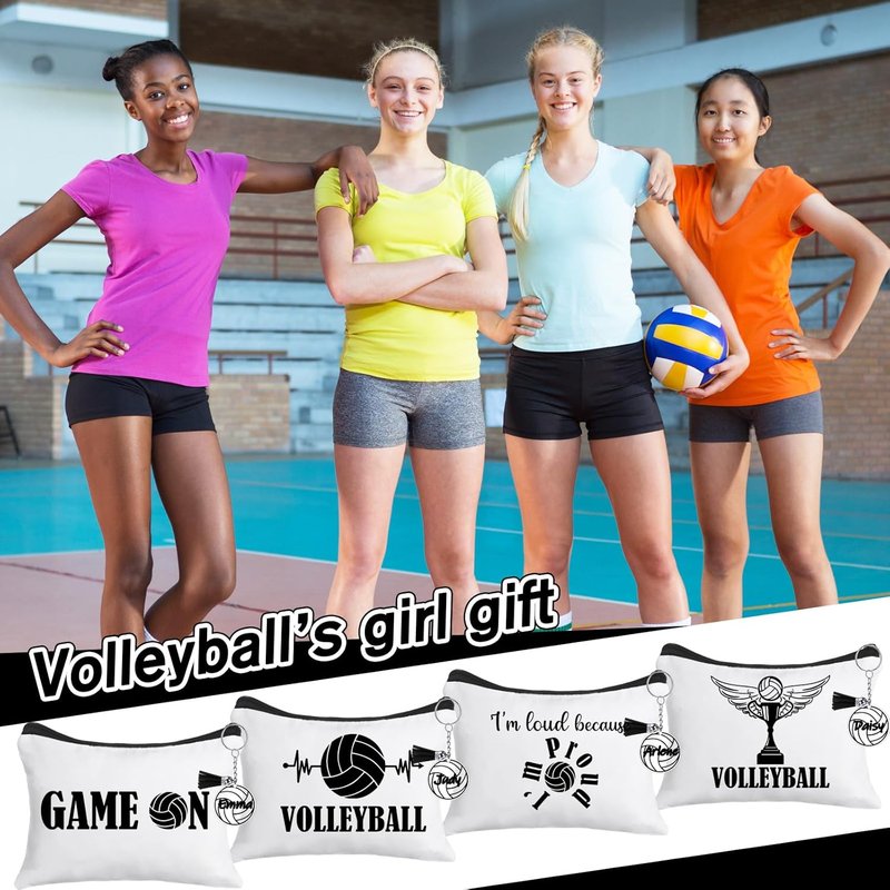 Valentine's Day Volleyball Party Favors - 33 Pcs Set with Makeup Bag & Acrylic Keychains | Perfect Gift for Sports Lovers