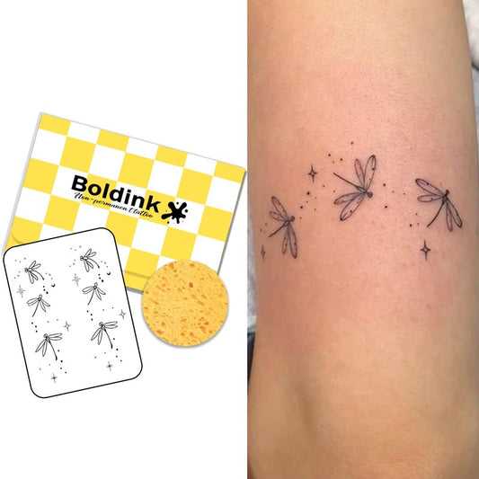 Boldink Semi-permanent Tattoos,Realistic Fake Tattoos,Last 7-15 Days,Waterproof Non-reflective Temporary Tattoo Stickers,Cruelty-free,Uniquely Designed Exquisite Packaging(Dragonfly)