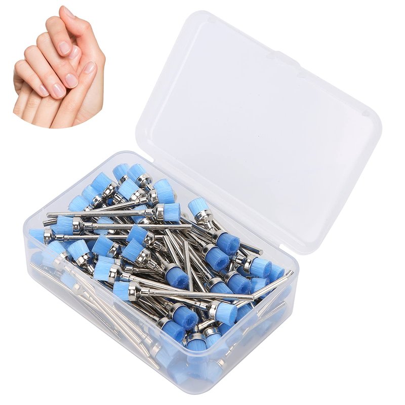 100pcs Nail Drill Bit Cleaning Brush, Dust Remover Manicure Tool Accessory Nail Dust Brush Accessory Manicure Pedicure Home Use (Blue)