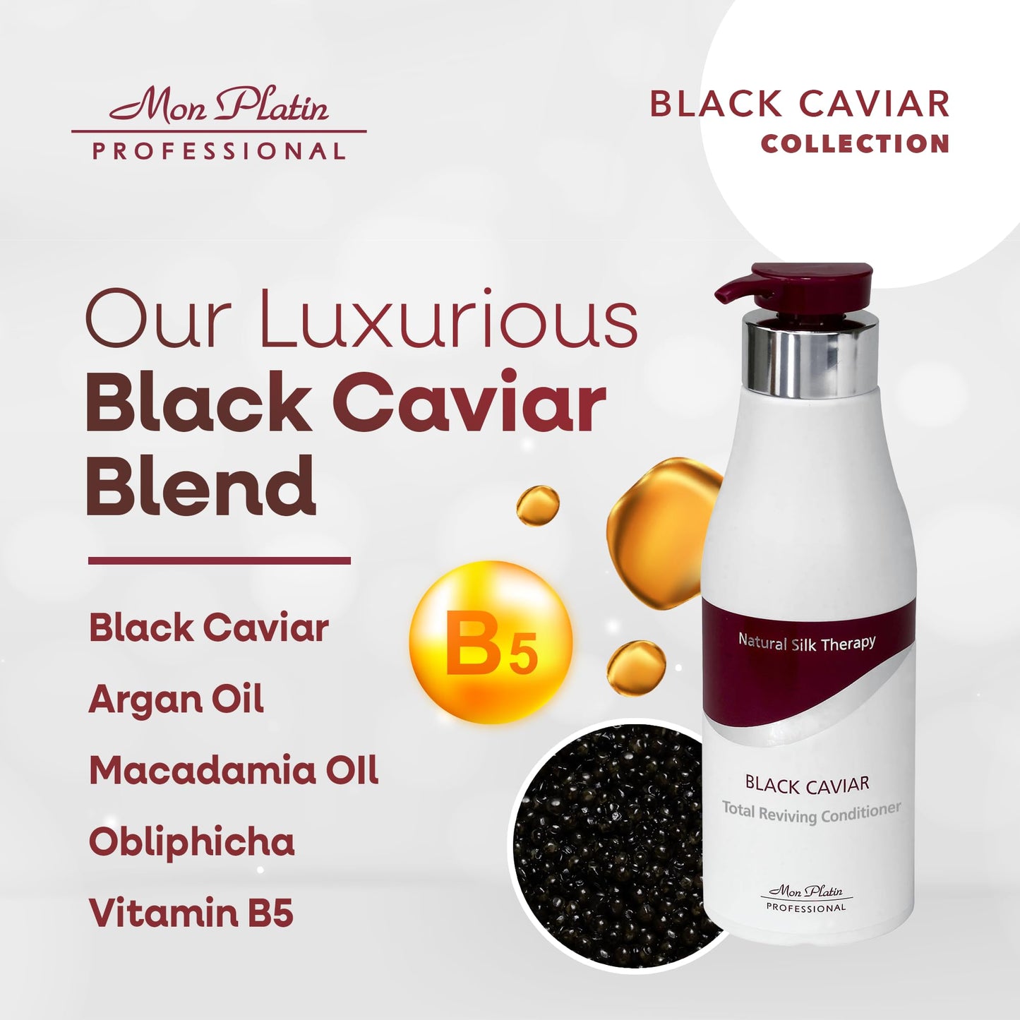 Mon Platin Hair Mask & Dream Hair Spray Bundle, Moisturizing Shampoo – Deep Conditioning Mask Formula for Dry and Damaged Hair, Heat Protection (Black Caviar Total Reviving Hair Conditioner)