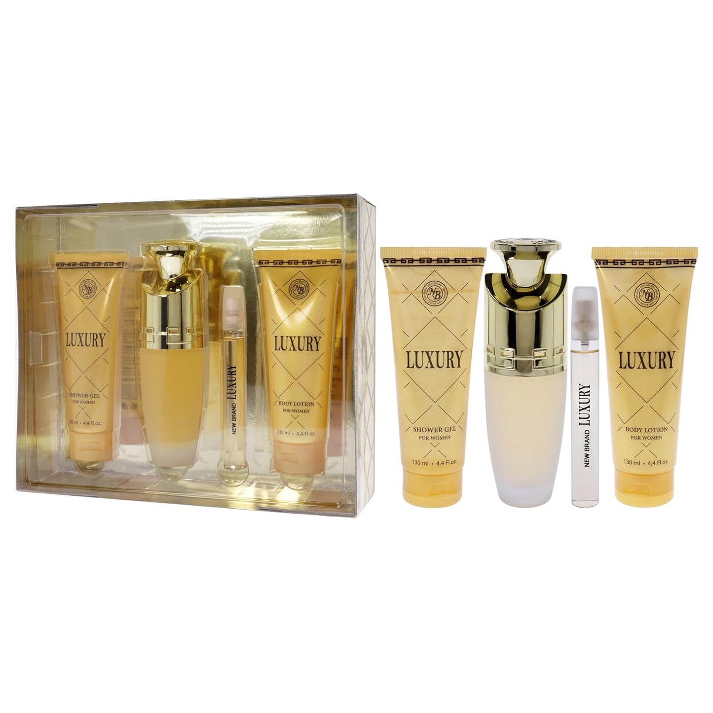 Luxury Women's Gift Set - 4-Piece EDP Spray, Shower Gel & Body Lotion | 3.3oz & 4.4oz Sizes