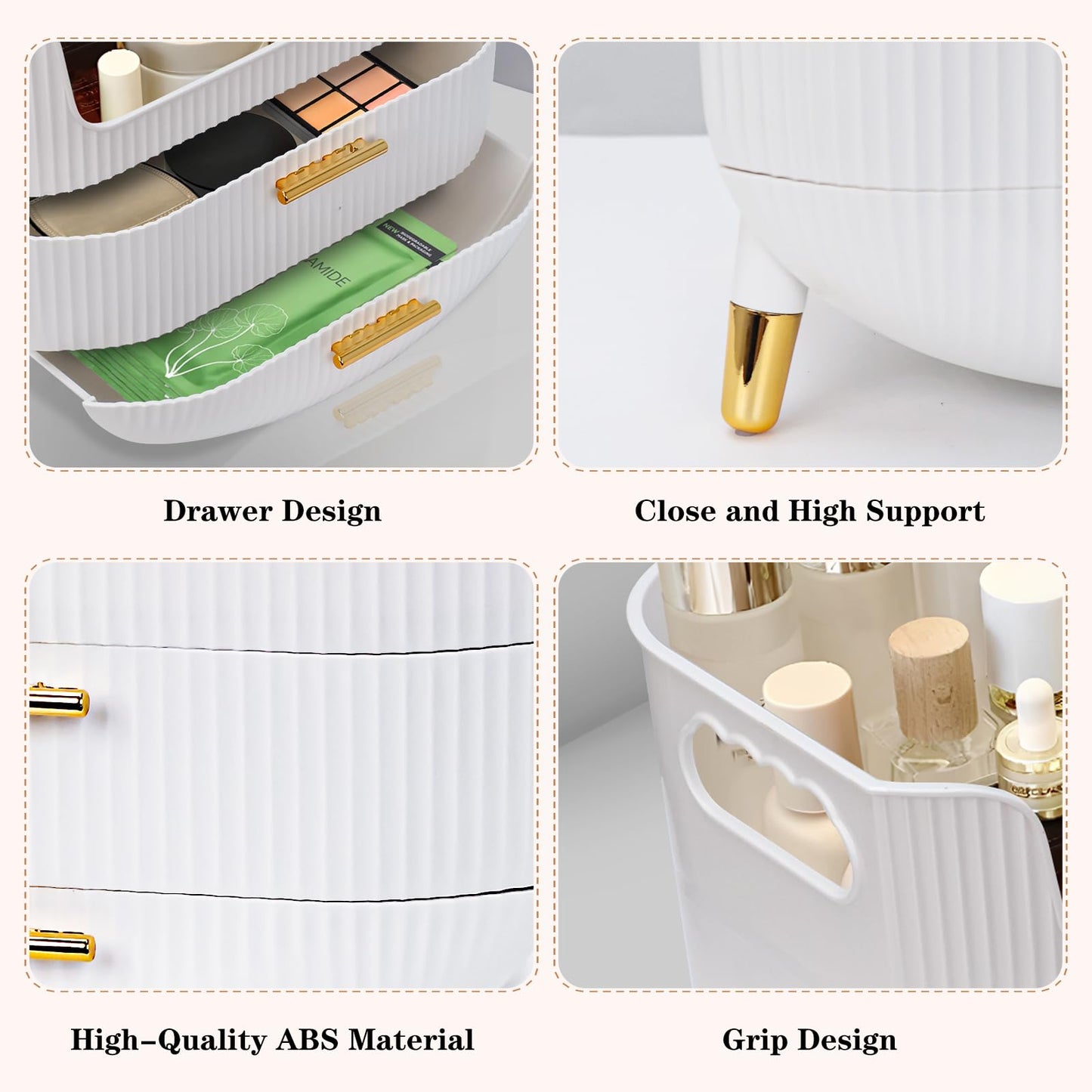 Makeup Organizer with Drawers,Skincare Plastic Storage for Vanity,Large Cosmetic Display case for Dresser with Handle,Large Capacity Bathroom Countertop,Dressing table, Bathroom, Bedroom, Living room