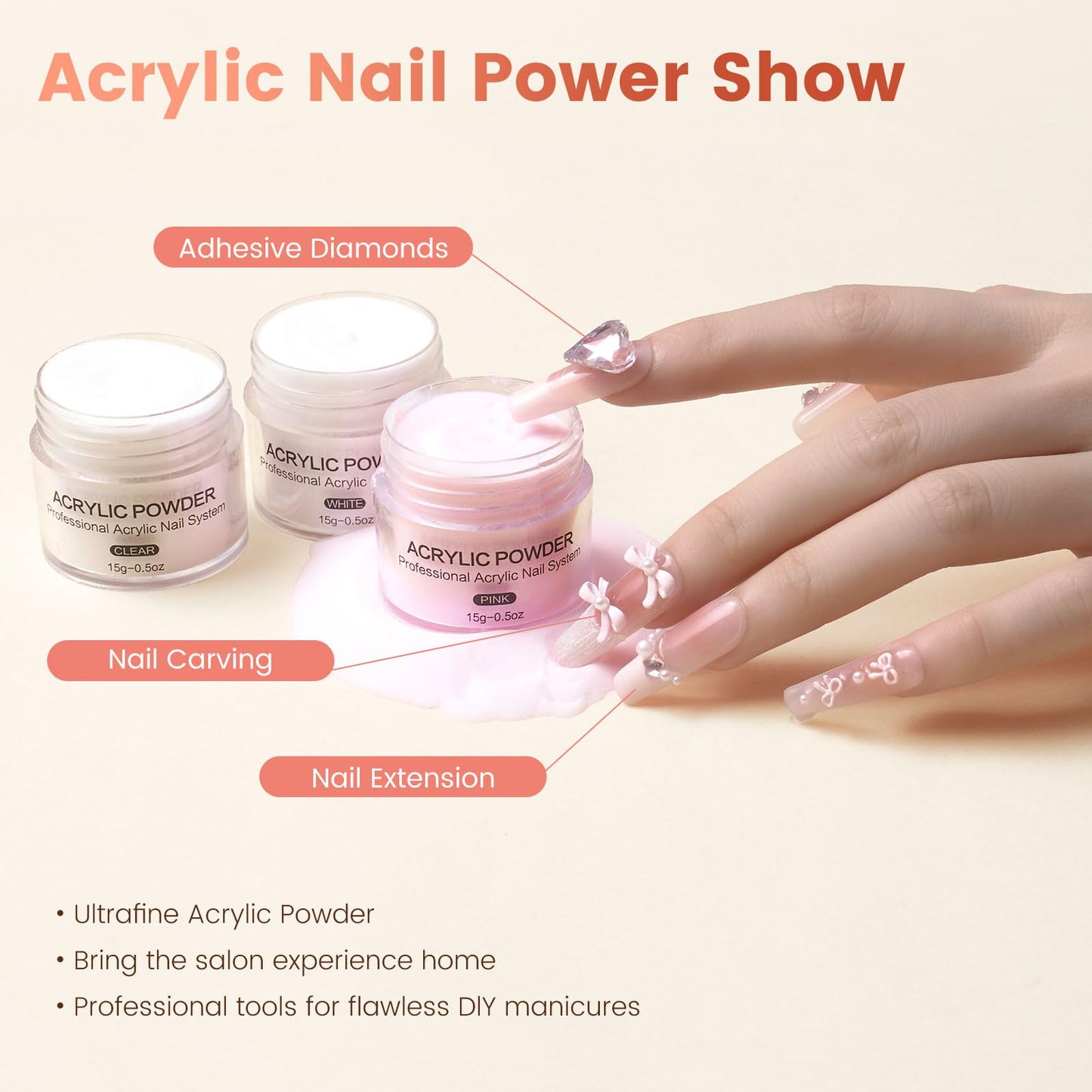 Practice Nail Hand with Acrylic Nail Kit for Beginners Practice Extensions