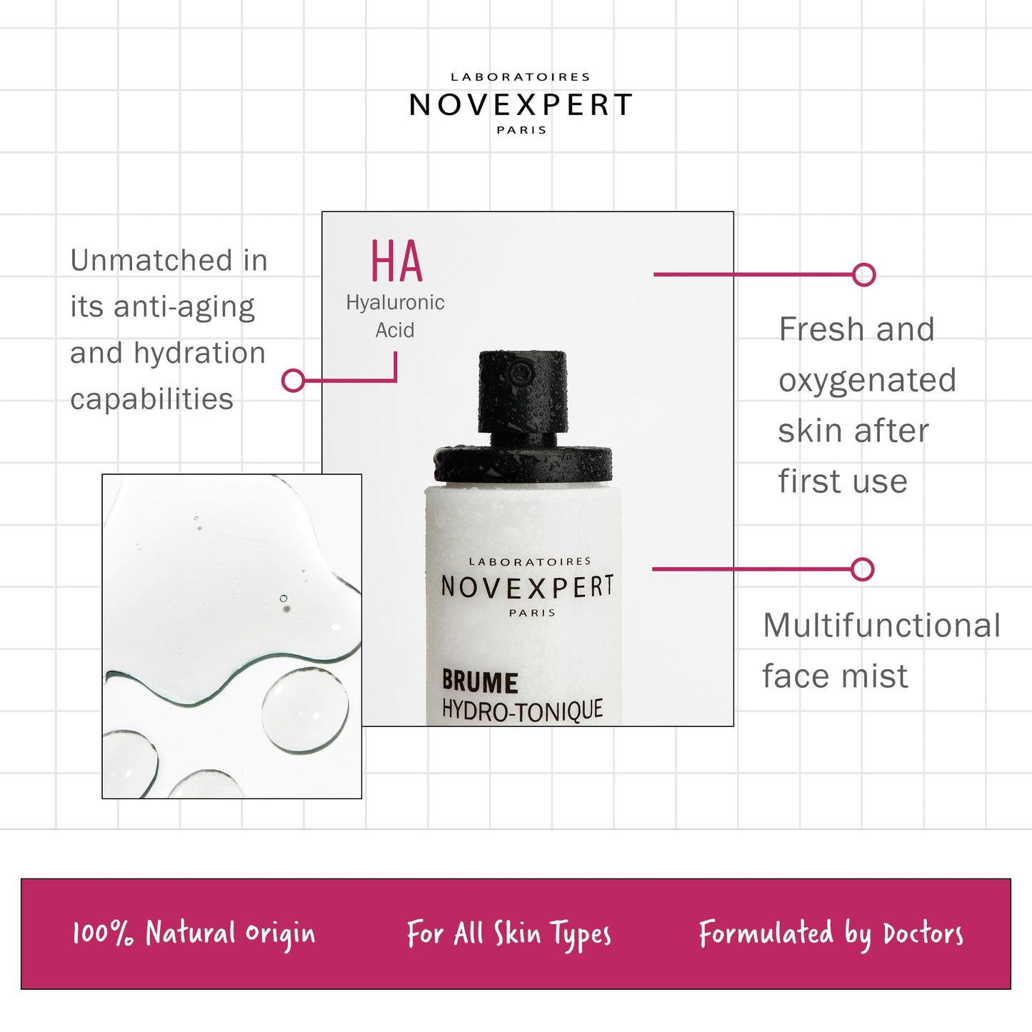 Novexpert Smoothing Toning Mist - Lightweight Toner Used to Refresh Or Fix Make-Up - Skin Feels Fresh and Oxygenated Instantly - Hypoallergenic - Vegan - Travel-Friendly - All Skin Types - 3.3 Oz