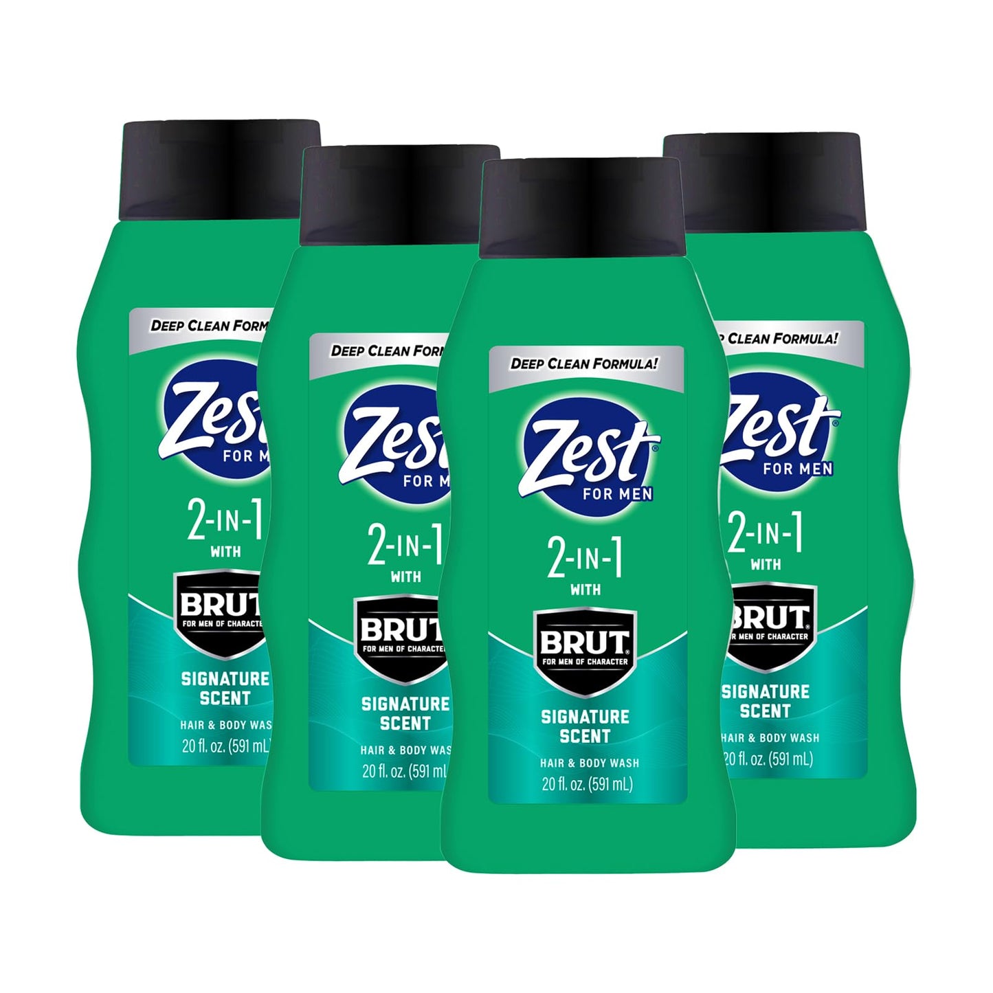 Zest Mens 2-in-1 Body Wash - Body Wash for Men - Cleanses Hair and Body - Refreshing Scent - Hydrating Shower Gel - Ideal for All Skin Types - 4 pc