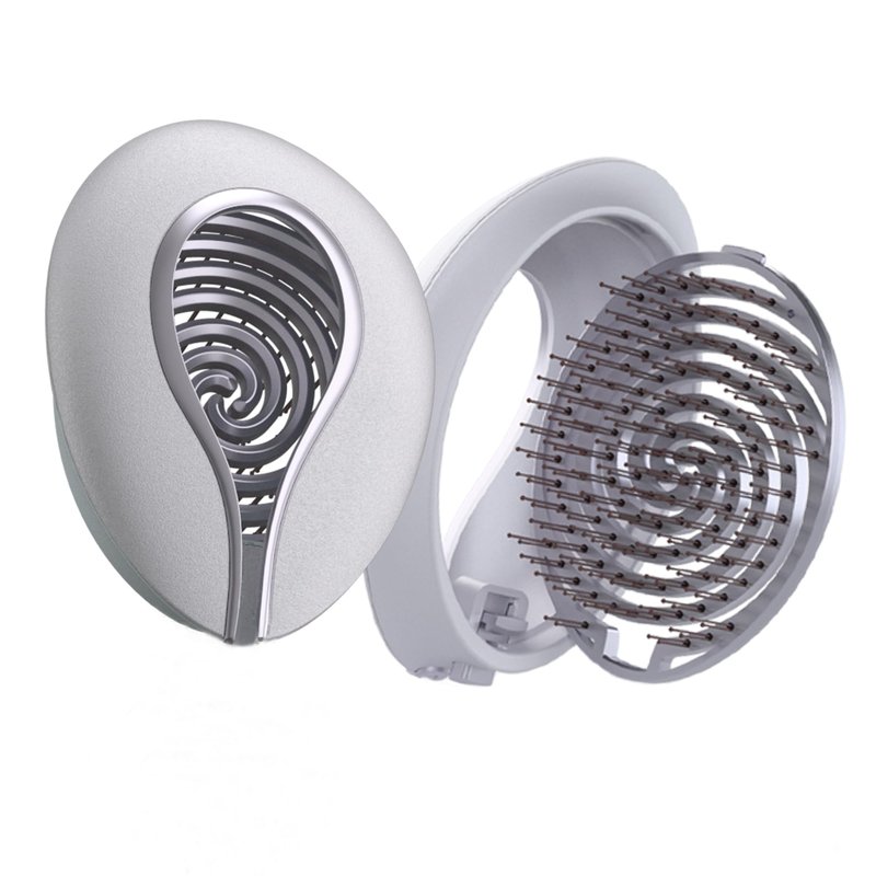 Uffy Spiral Shine Detangling Hair Brush for Wet & Dry Hair, Shower Detangler, Travel Brush — Anti-Frizz Bristles, Tangle-Free, Reduces Breakage, Ergonomic Handle, Moonlight White