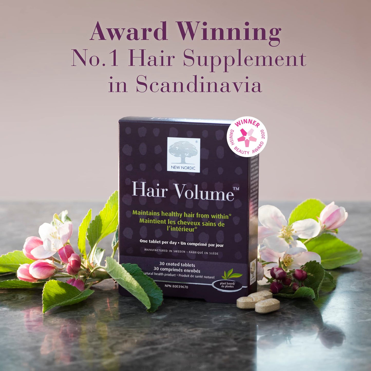 NEW NORDIC Hair Volume Tablets | Hair Supplement with Biotin | Daily Hair Wellness Formula for Fuller-Looking Hair & Volume Support | 30 Count