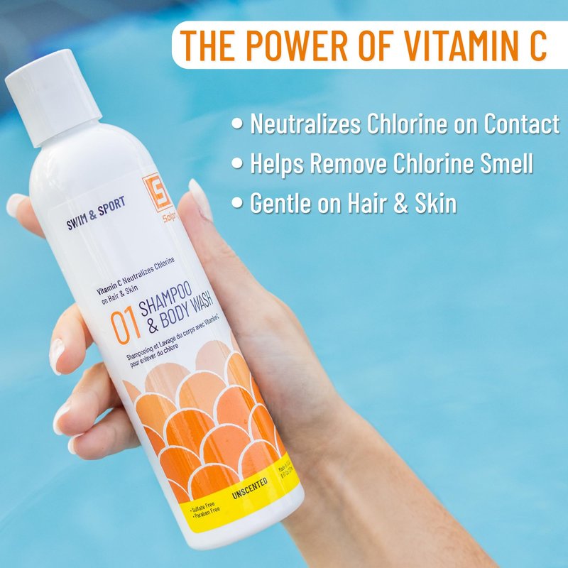 Swim Shampoo & Conditioner Set – Vitamin C Chlorine Removal for Swimmers, Restores Softness & Damaged Hair, Gentle Cleansing Swim Hair Care System (16 fl oz total)
