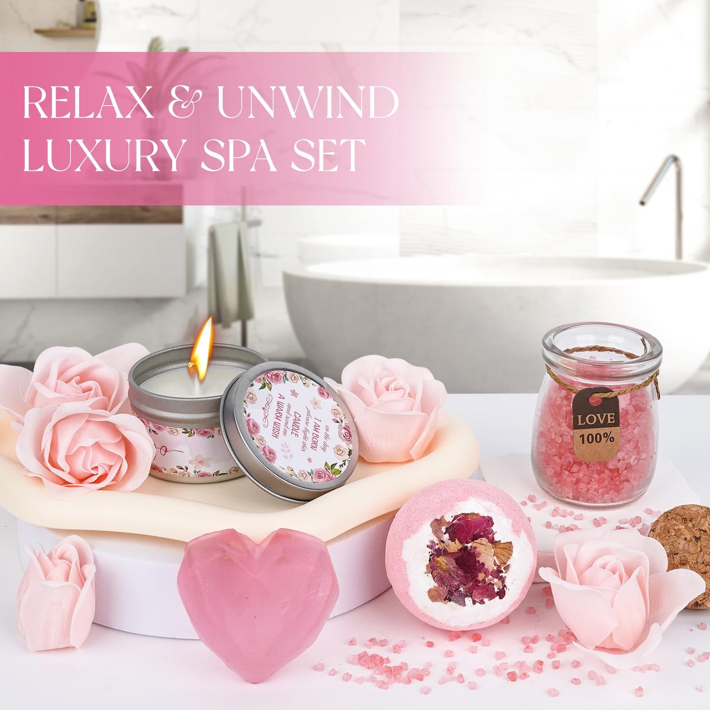Birthday Gifts for Women, 18PCS Relaxing Spa Gift Basket Self Care Gifts, Unique Gift Ideas for Mom Her Friend Wife Sister, Christmas, Mother's Day, Valentine's Day, Get Well Gift