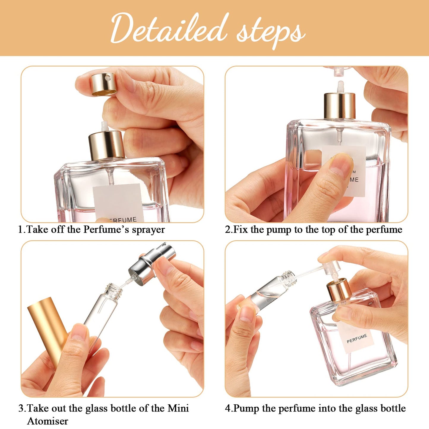 Tessco for you 35 Pack Mini Perfume Atomizer Bottles, 10ml Refillable Spray Bottles with Transfer Pumps, Portable Empty Sprayers for Travel, DIY Perfume Making, Women and Men