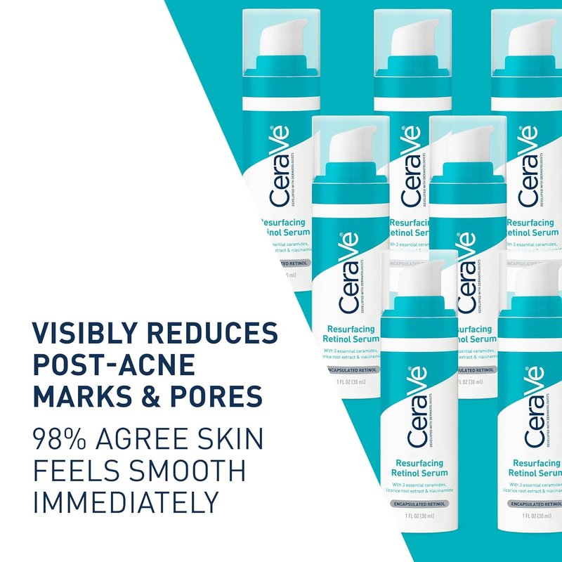 CeraVe Resurfacing Retinol Serum - Brightening Acne Marks Treatment | Niacinamide & Licorice Root Extract