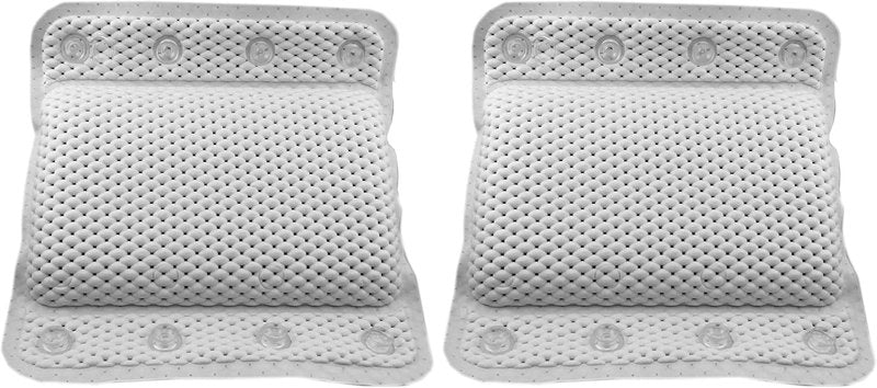 Memory Foam Spa Bath Pillow - Neck & Back Support with 8 Suction Cups | Soft, Non-Slip Design for Relaxing Soaks (Pack of 2)