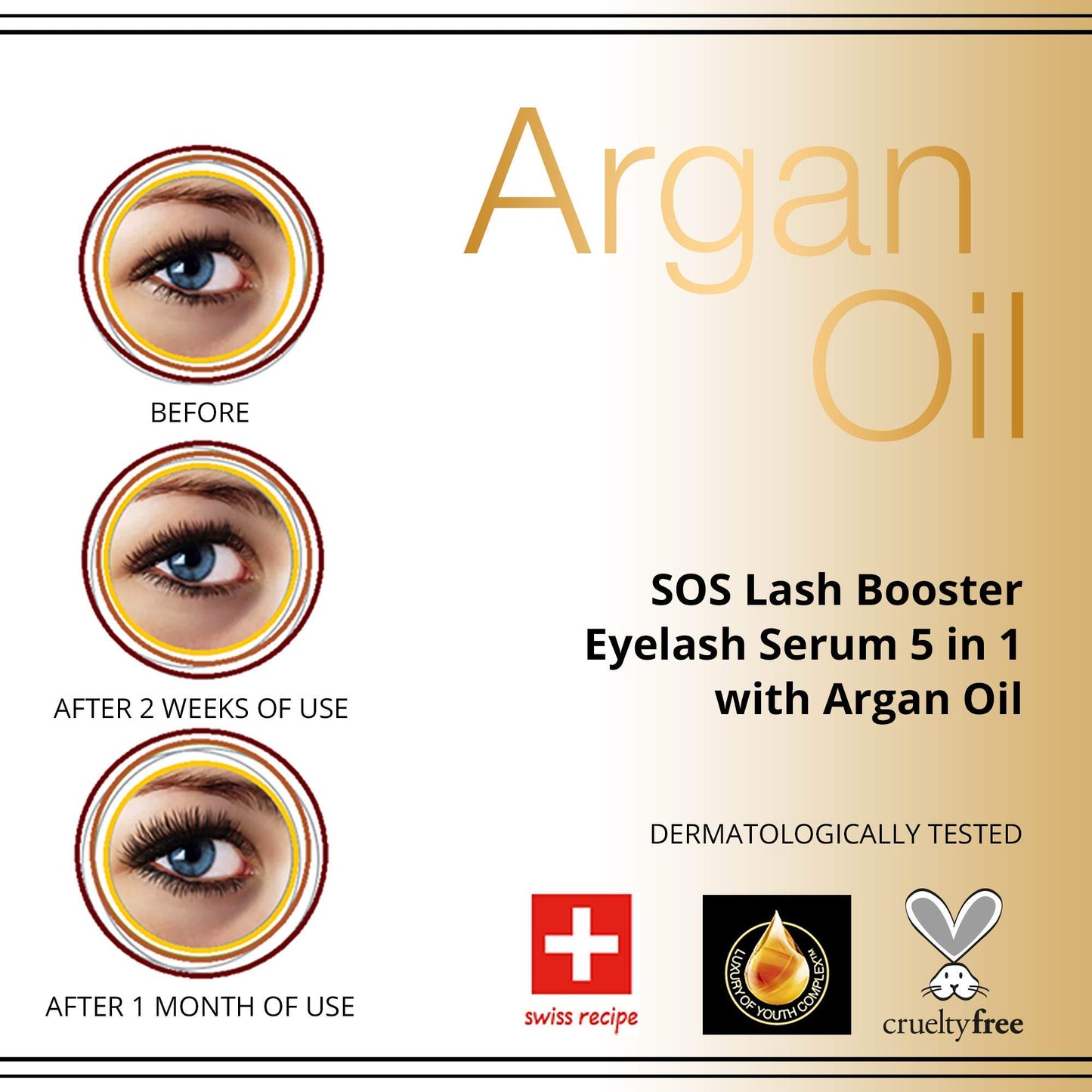 EVELINE COSMETICS Lash Booster with Argan Oil - Eyelash Serum - Doubles Volume, Extends & Strengthens - Multi Colored
