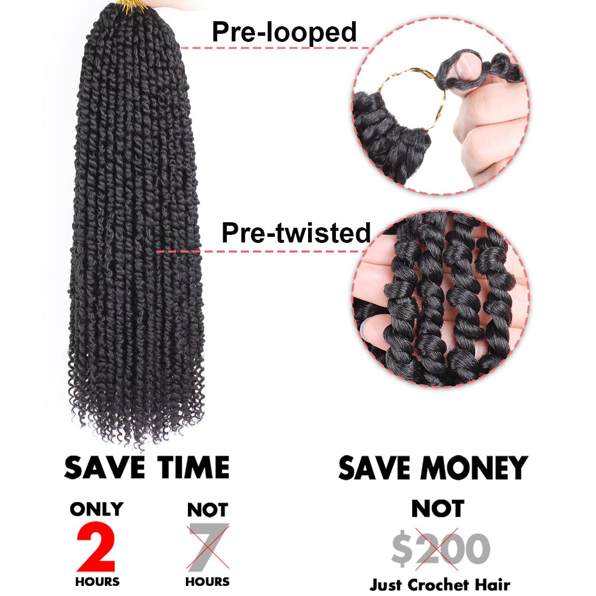 Leeven 22 Inch Pre-twisted Passion Twist Crochet Hair 3 Tones 8 Packs Ombre Brown Bohemian Crochet Passion Braids Hair for Passion Twist Braiding Hair With Curly Ends 96 Strands (1B/30/27#)