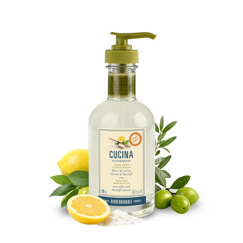 Cucina Hand Soap - Sea Salt & Amalfi Lemon | Olive Oil Enriched, Biodegradable, 6.7 fl oz