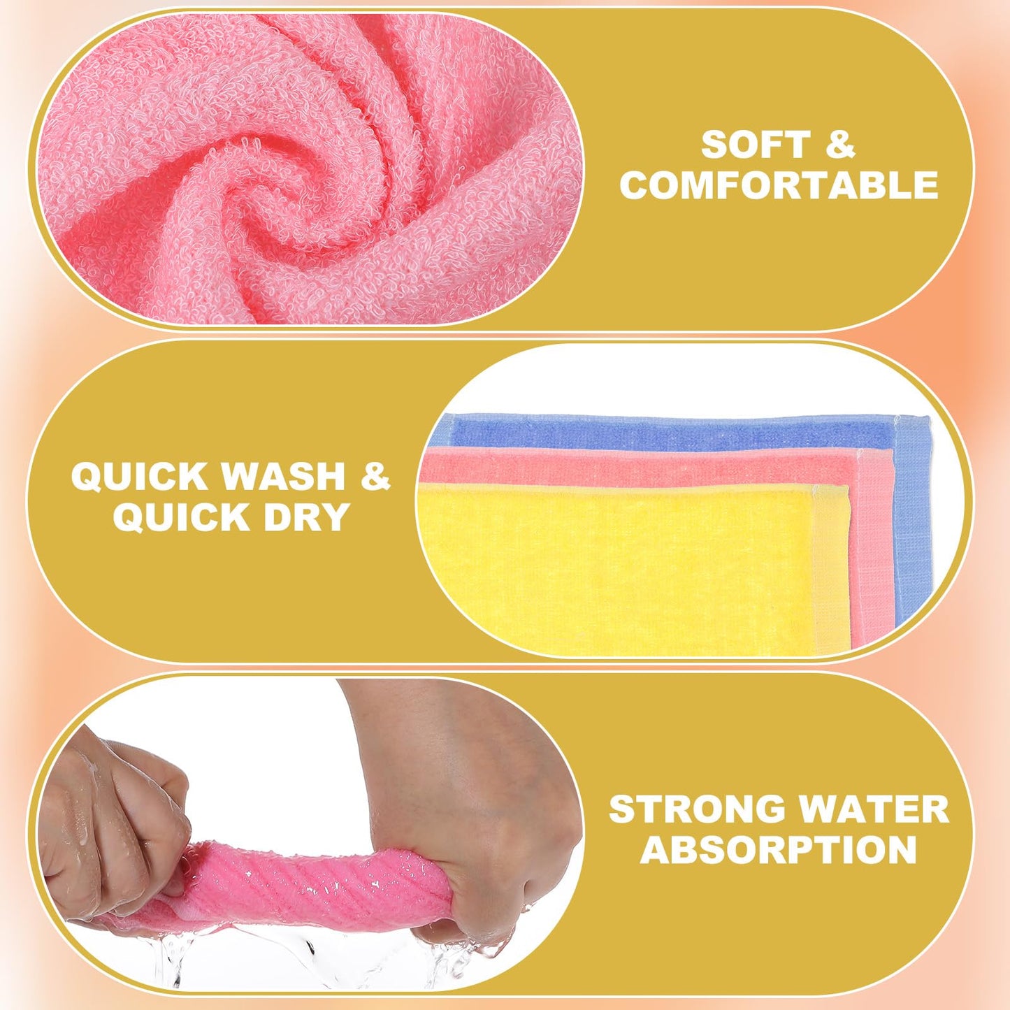 JOUTYFOR 40 Pack Cotton Wash Cloth Bulk, 10x10 Inch Soft Quick Drying Cotton Viscose Towels, Bulk Bath Hand Face Wash Cloths for Women Men, Multipurpose Bathroom Body Washing Rags, Fingertip Towels