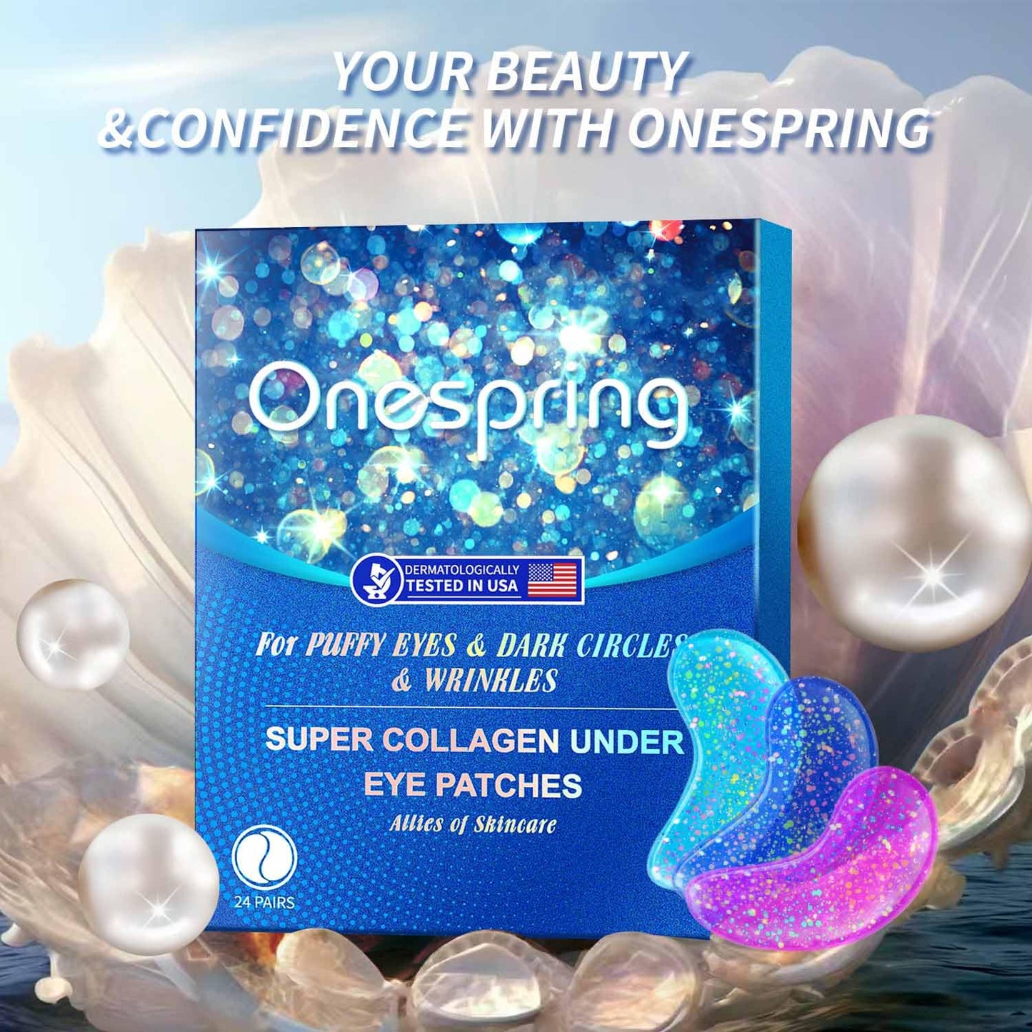 Onespring Eye Masks (48 Pairs) - Bachelorette Party Favors, Collagen Under Eye Patches for Puffy Eyes, Fine Lines and Dark Circles, Spa Party, Bridesmaid, Birthday Gift for Her