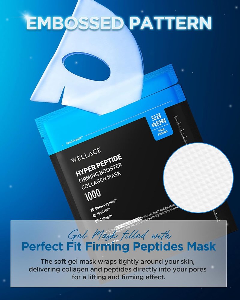 Hyper Peptide Firming Booster Collagen Hydrogel Face Mask - Overnight Pore Tightening & Elasticity Improvement | 5 Sheets
