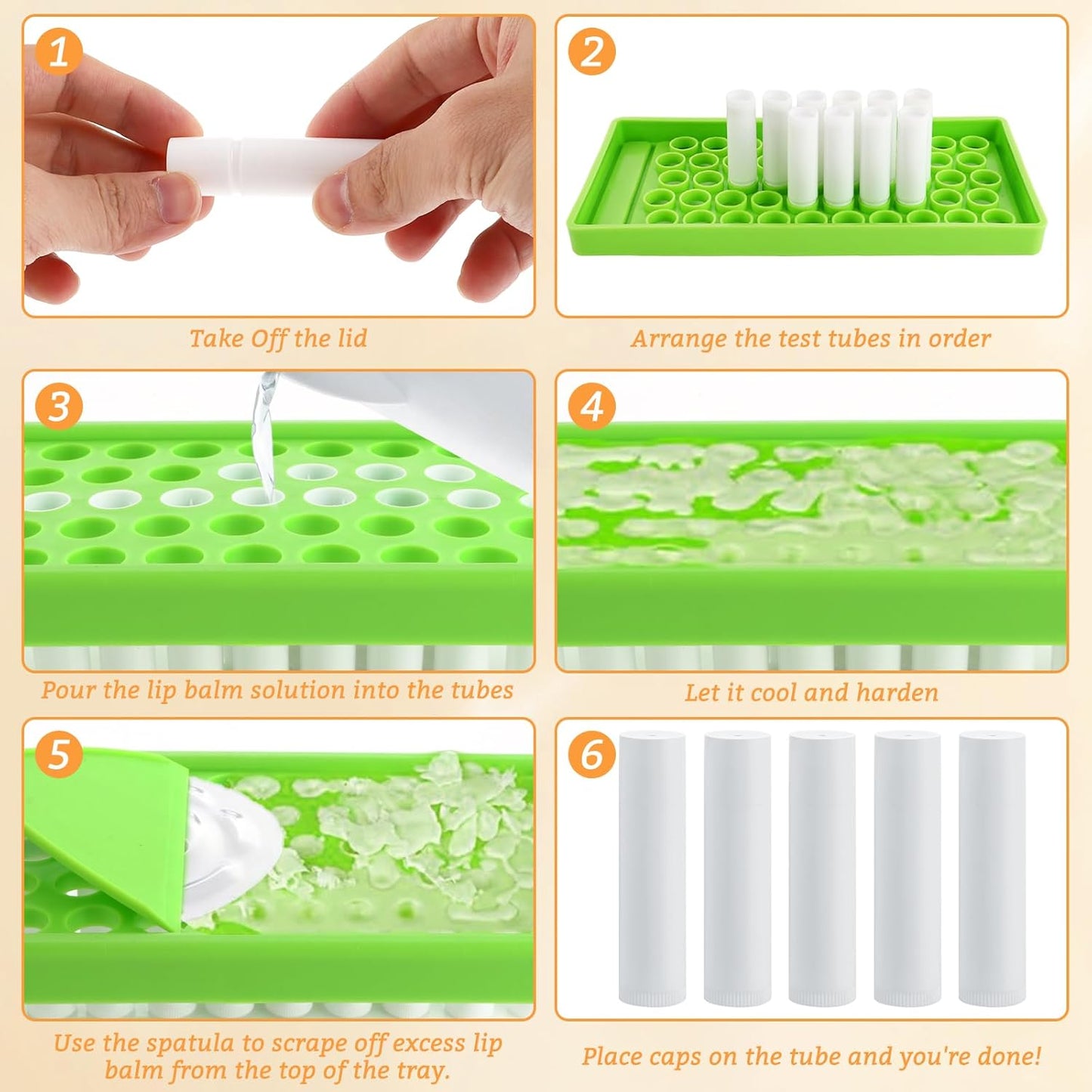 ABuff Lip Balm Tubes - 200 Pcs 5g Empty Plastic Containers for DIY Lipsticks & Solid Perfume | Includes Filling Tray & Spatula
