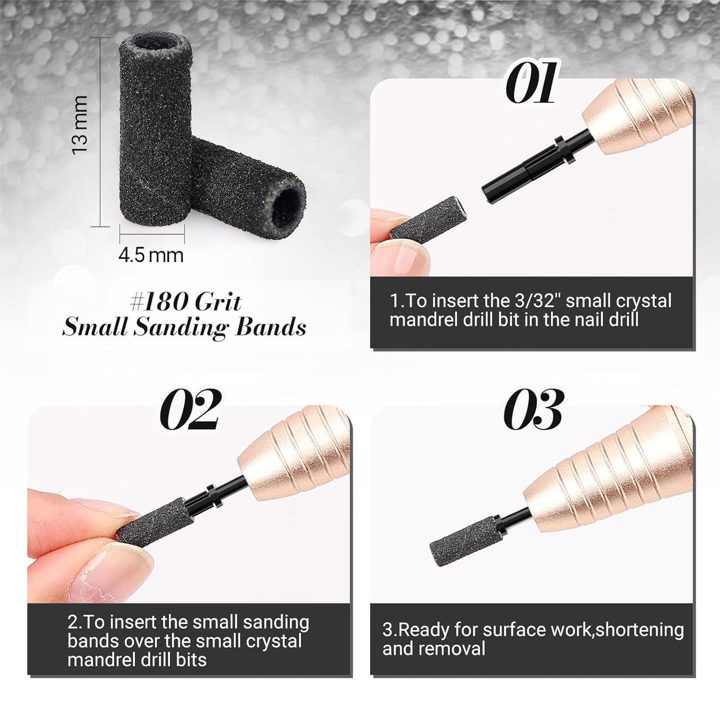 Nail Drill Bits Set - 50 Pcs Sanding Bands & 10 Pcs Diamond Bits | Professional Manicure Tools
