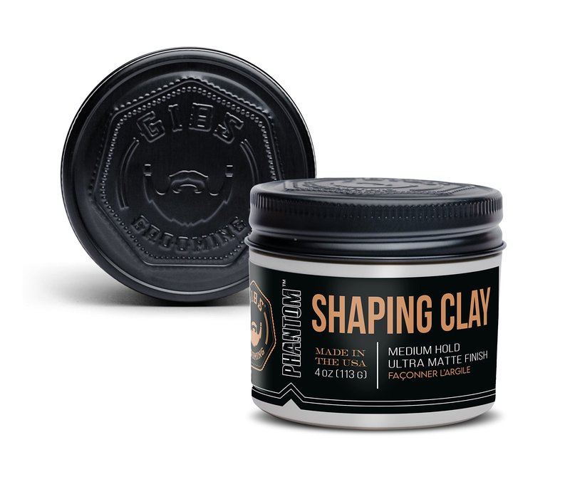 GIBS Grooming Phantom Shaping Clay (4 oz) Medium Hold, Ultra Matte Finish - Adds Volume & Texture, Absorbs Excess Oil - Fiddlehead, Fern, Clove & Sandalwood Fragrance - Hair Clay for Men - Made in USA