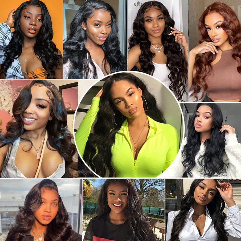 Lace Front Wigs Human Hair 13x4 HD Transparent Pre Plucked with Baby Hair Bleached Knots 150 Density Glueless Human Hair Wigs for Black Women 1B# Natural Color 20 inch