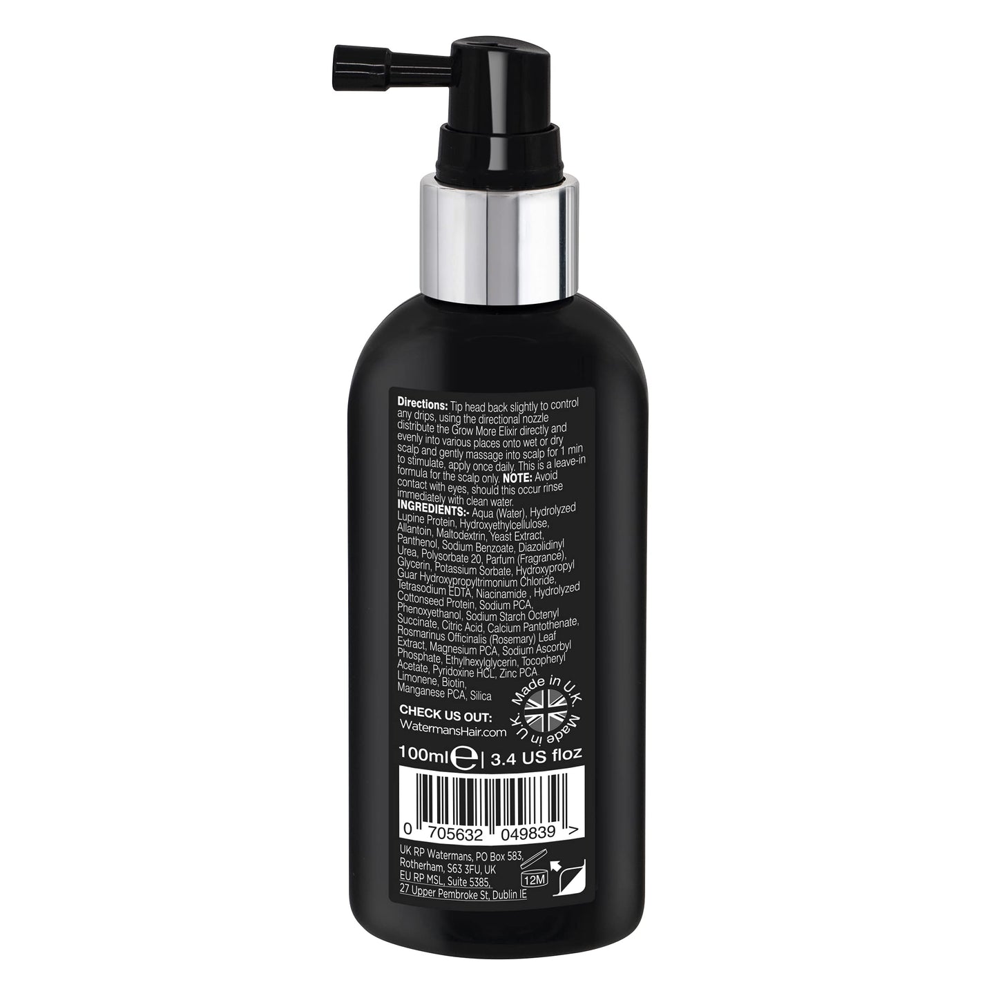 Grow More® Elixir – Leave In Hair Growth Serum for Thicker-Looking Hair & Improved Scalp Condition with Biotin, Caffeine, Rosemary & More – Sulfate-Free Hair Oil for Women & Men, 100mL