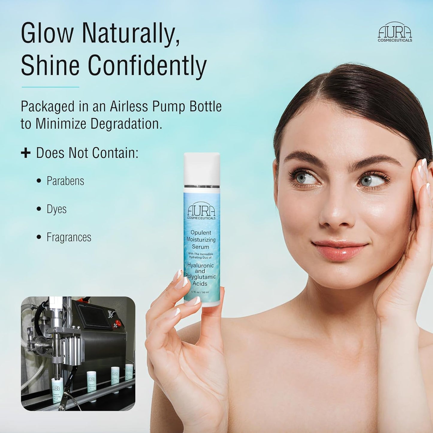 Hydrating Duo Moisturizing Serum - Hyaluronic Acid & Polyglutamic Acid with 15% Aloe Vera Juice | Anti-Aging Formula