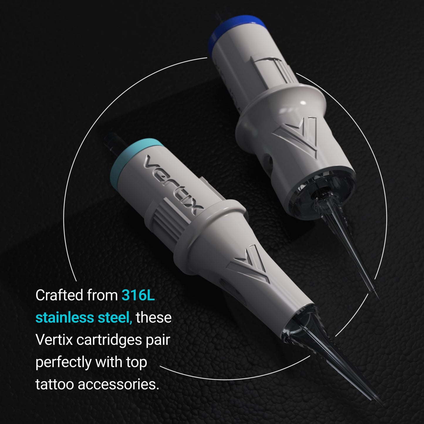 Vertix - Pico Membrane Cartridge Tattoo Needles - 9 Sloped - 0.25mm Long Taper - Maximize Ink Flow & Saturation (20 Count)