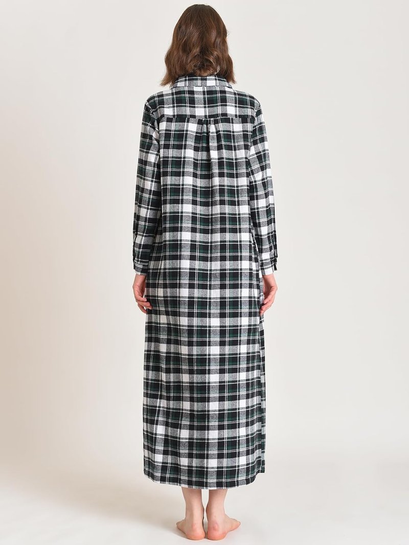 Latuza Women's Long Flannel Nightgown - Cozy Long Sleeve Floor-Length Sleepwear