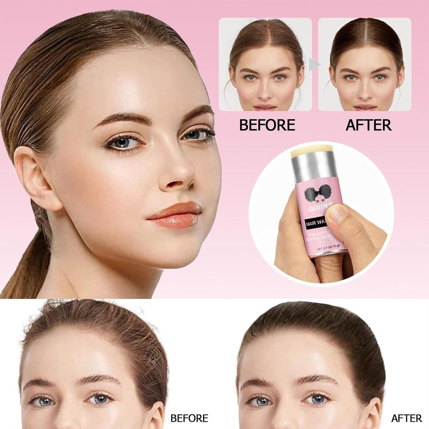 Goiple Wax Stick for Hair, Hair Pomade Stick, Long-Lasting Styling Wax Stick Hair