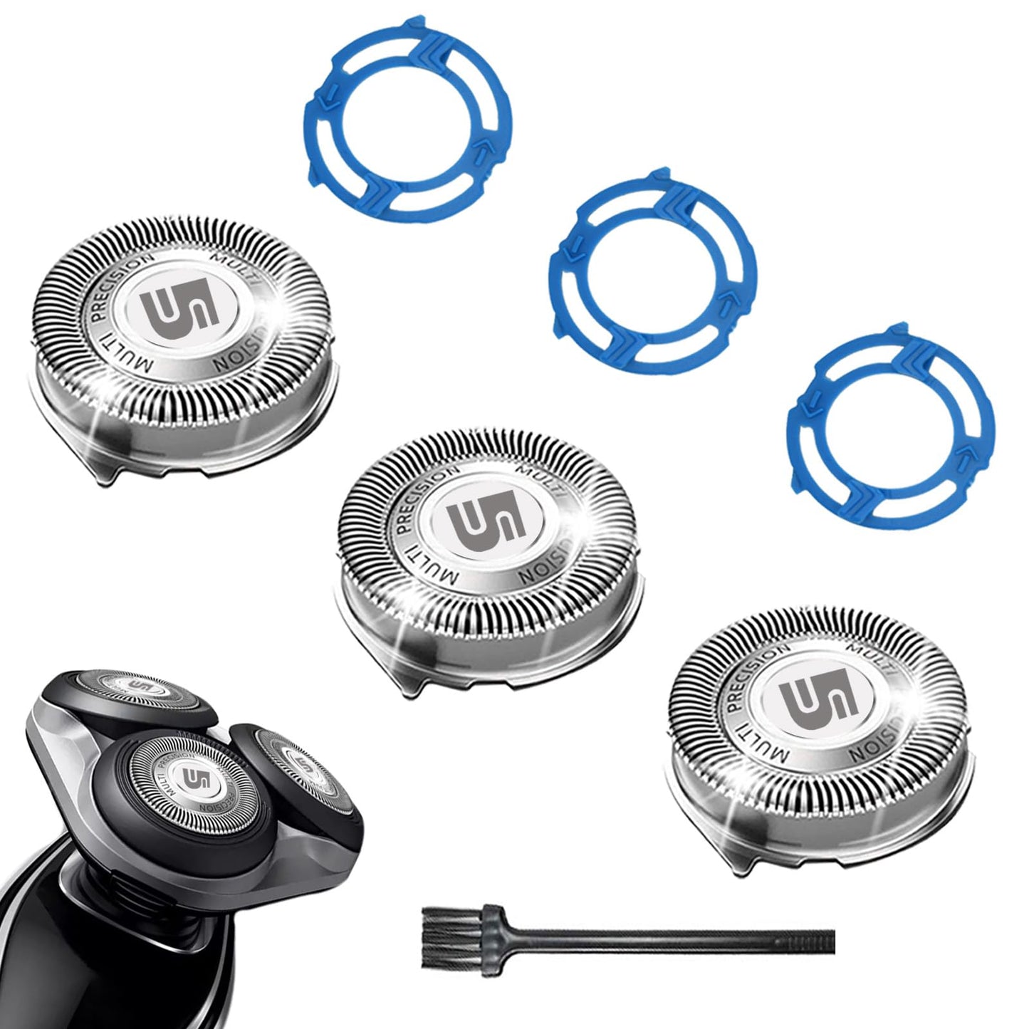 SH50 Replacement Heads for Philips Norelco 5000 Series with Blade Retaining Rings 3-pc Pack