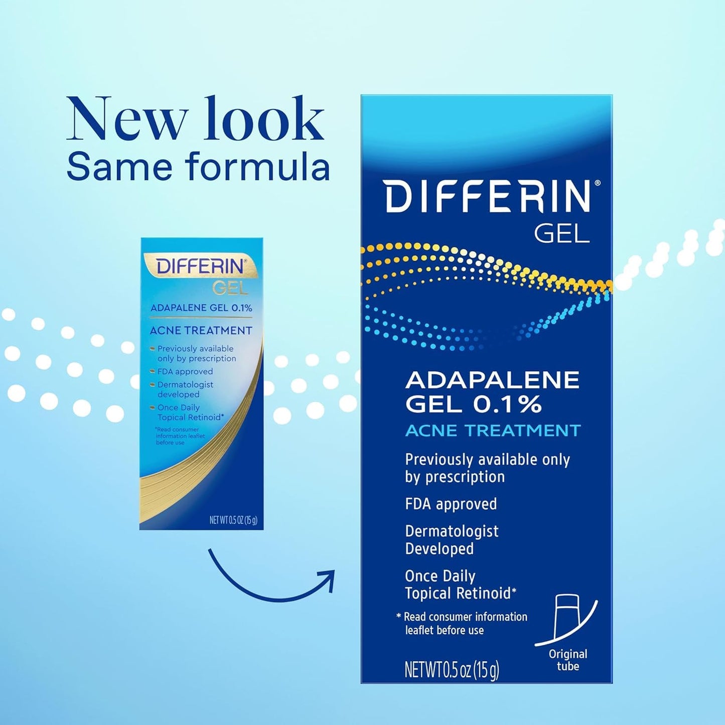 Differin Acne Treatment Gel - 0.1% Adapalene Retinoid for Acne Prone Skin | 15g Tube