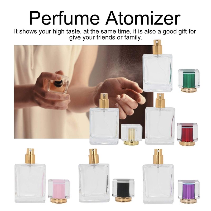 Sonew 6PCS 50ml Glass Spray Bottles, Refillable Perfume Bottles Perfume Mist Atomizer Dispenser Empty Bottle, Clear Glass Empty Spray Container for Home Travel and Salon Use
