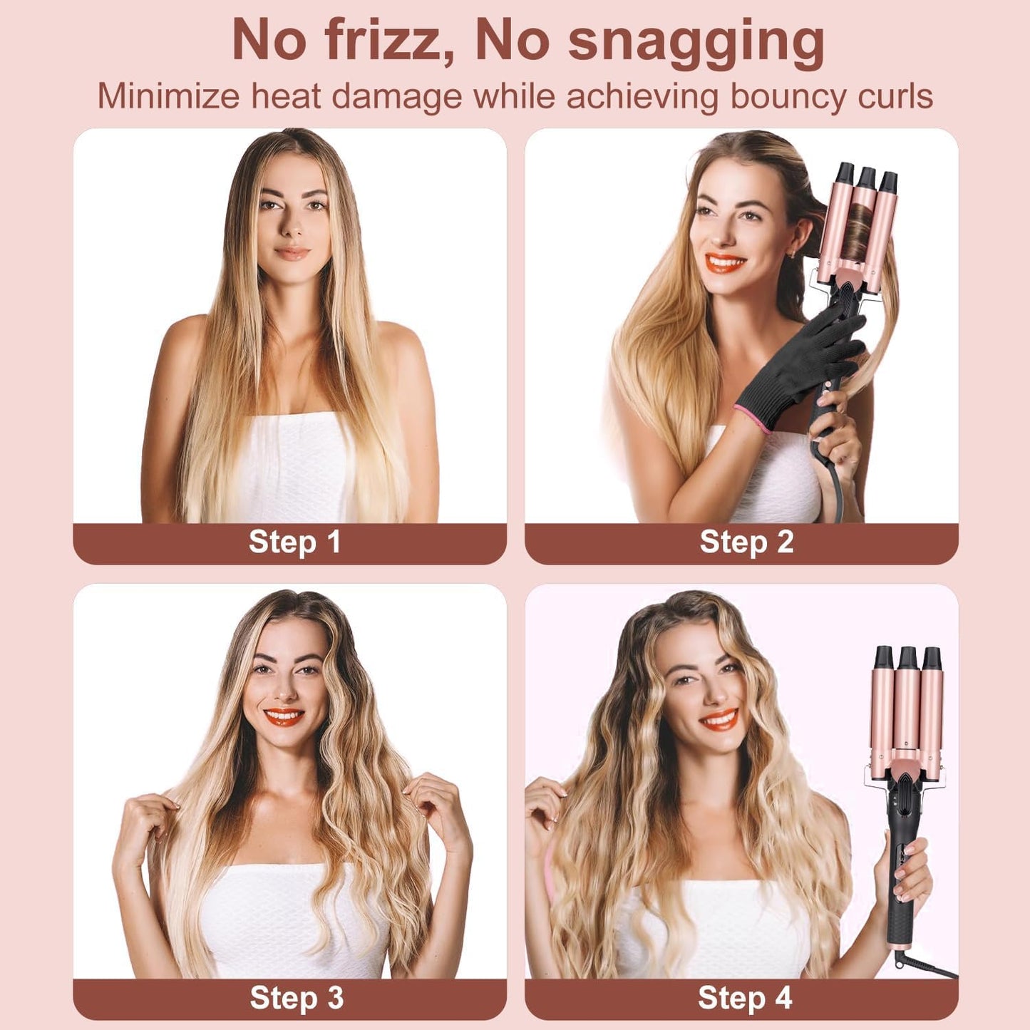 UNOBEY 5 in 1 Curling Wand Set, Three Barrel Curling Iron Set