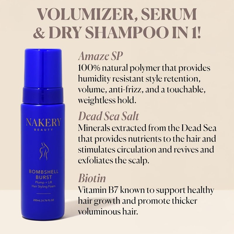 Bombshell Burst Hair Foam - Volumizing Mousse for Curly & Straight Hair | Lightweight Formula with Biotin & Keratin