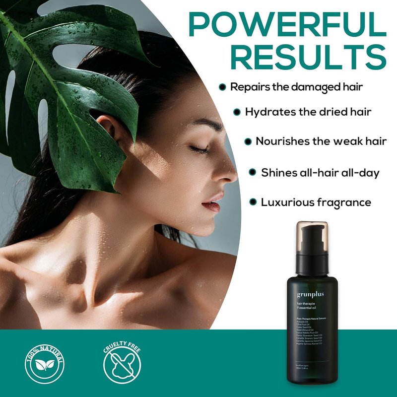 Organic Hair Treatment Oil - 3.4 fl oz Pure Cold Pressed Oil for All Hair Types | Repairs, Hydrates & Adds Shine