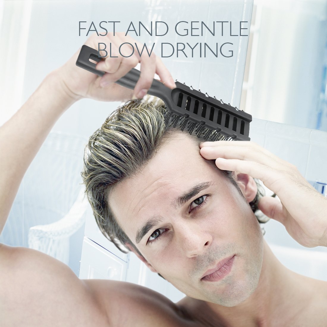 Baasha Boar Bristle Round Hair Brush with 1.8" Barrel for Medium to Long Hair, Blow Drying and Volumizing for Shiny, Healthy Hair