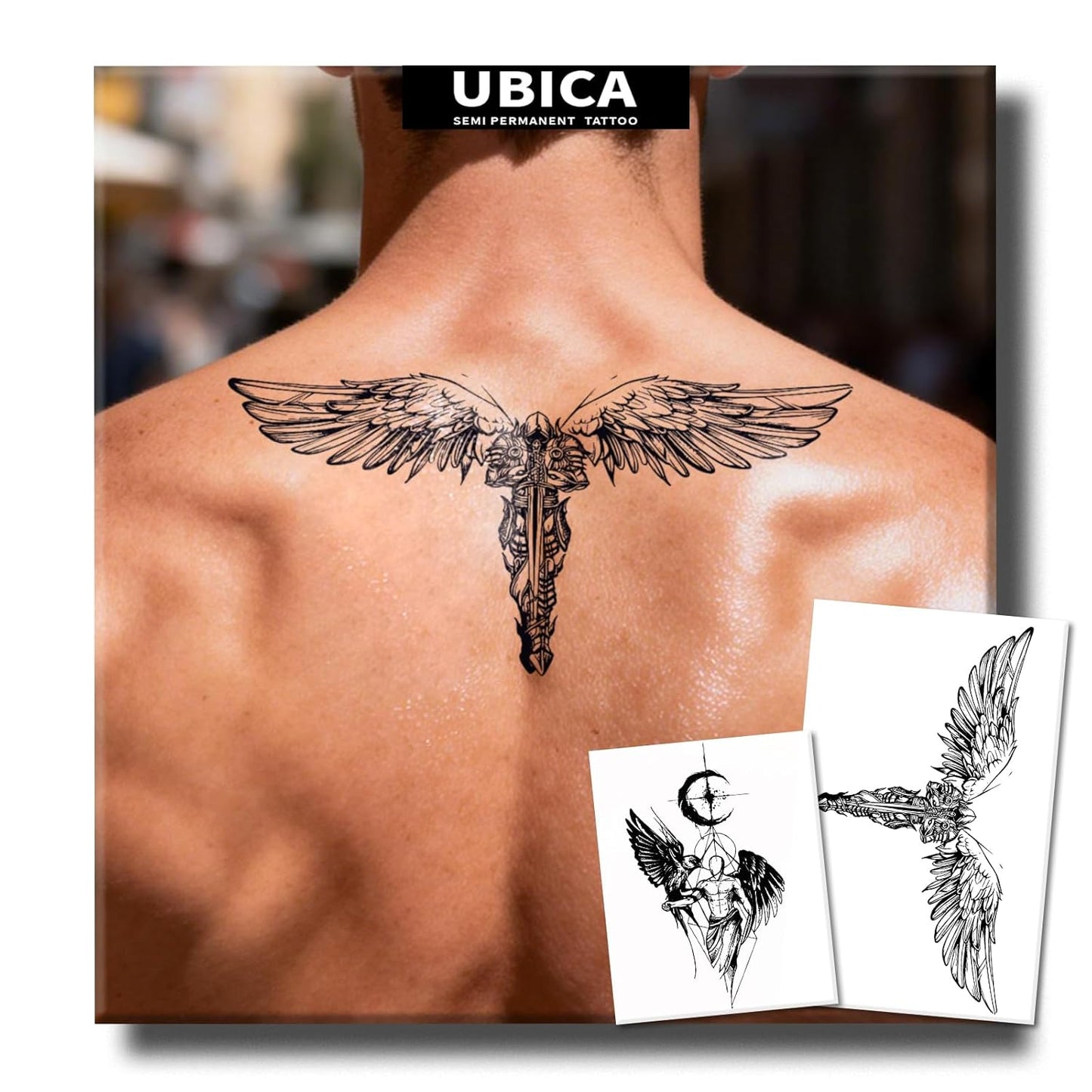 Realistic Large Semi-Permanent Tattoos - Waterproof Temporary Designs for Men | 2 Sheets, Lasts 2 Weeks