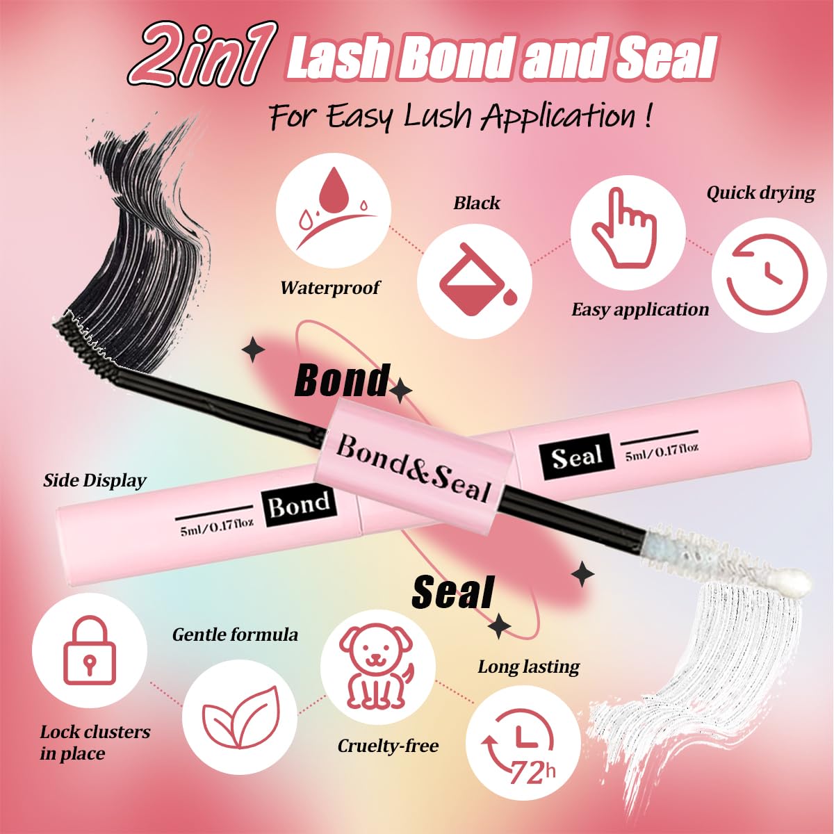 DIY Lash Extension Kit with 280 PCS 9-16mm 40D Lashes Clusters 200ml/6.7fl.oz Lash Cleanser Eyelash Shampoo Mini USB Portable Lash Fan Bond and Seal Remover Eyeliner Eyelid Cleaning Brush