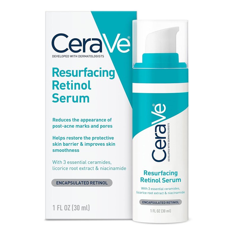 CeraVe Resurfacing Retinol Serum - Brightening Acne Marks Treatment | Niacinamide & Licorice Root Extract
