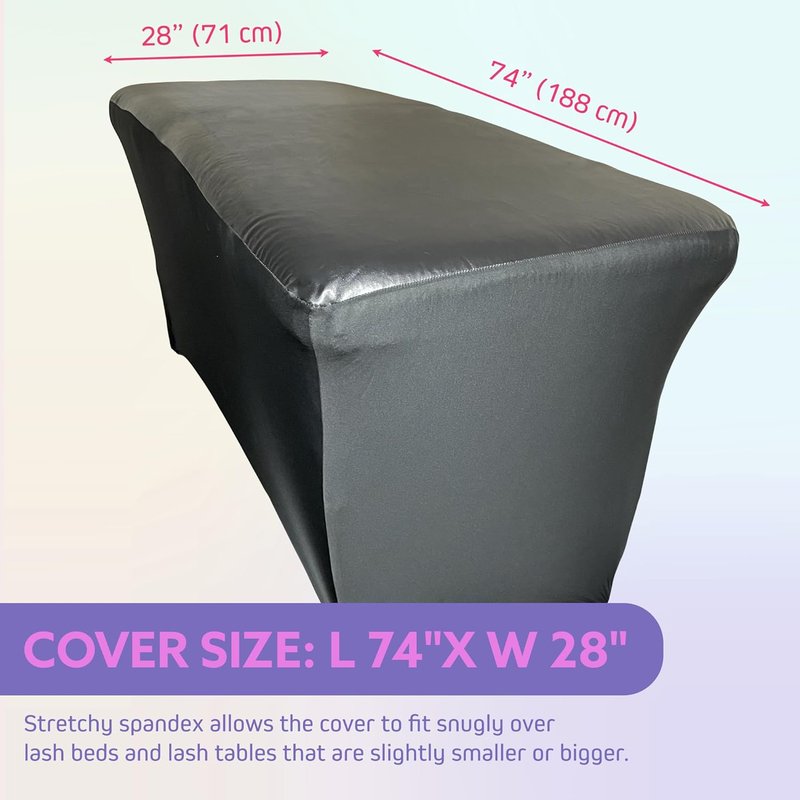 Lash Bed Cover - Waterproof Artificial Leather Massage Table Protector | Fitted Wax Mat for Estheticians - Black