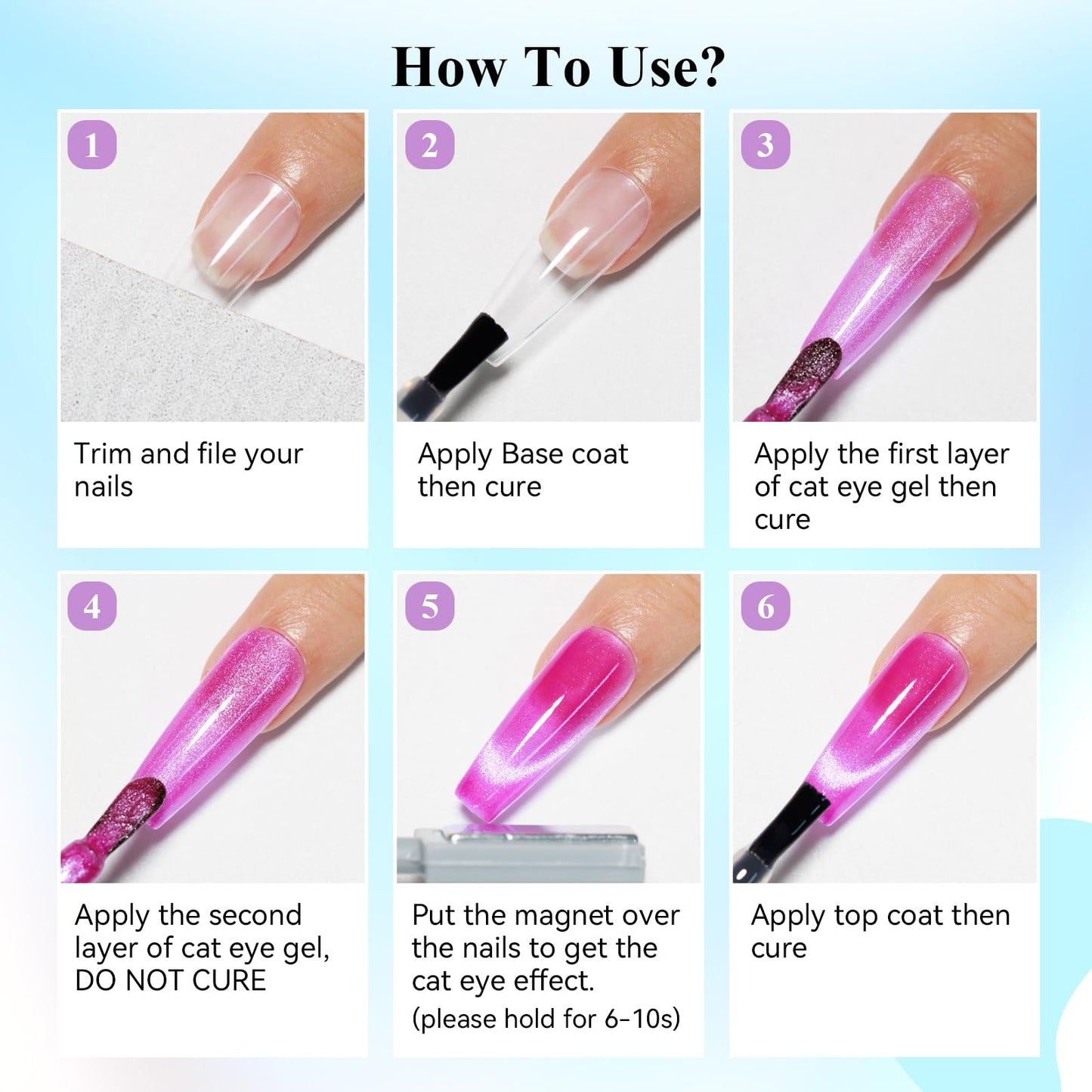 Bevimee Neon Cat Eye Gel Nail Polish Set 10 Colors: Magnetic Cateye Gel Polish 9D Effect, Sparkle Glitter Bright Red Hot Pink Blue Nail Polish Long Lasting Soak Off Home Salon