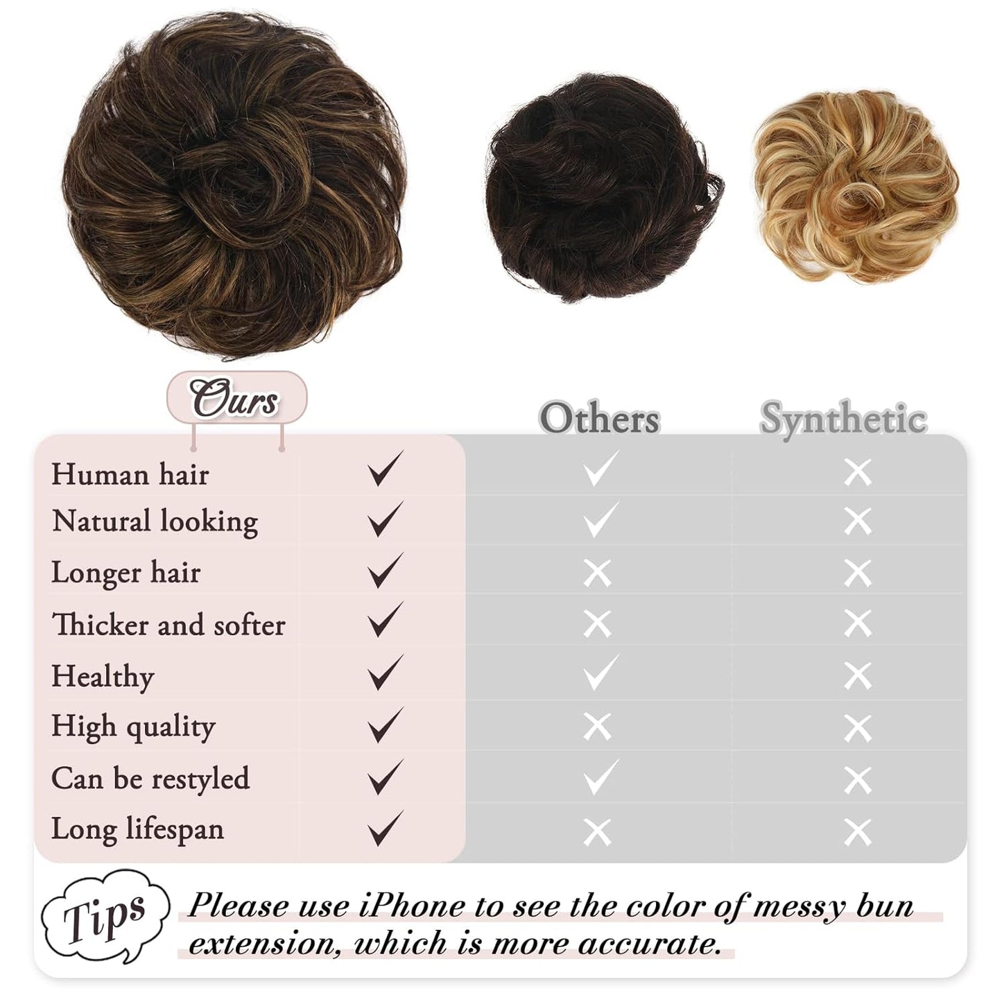 Messy Bun Hair Piece for Women - 100% Real Human Hair, 30g + 26g | Effortless Style
