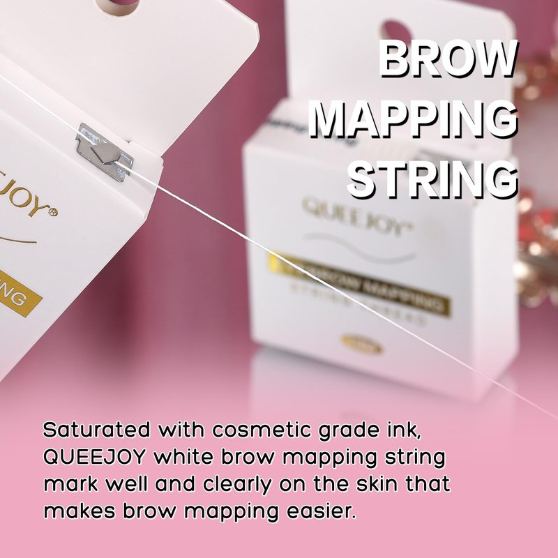 Eyebrow Mapping Kit with White Brow Mapping String, White Mapping Brow Paste, 2 Eyebrow Brush and 5D Soft Silicon Practice Silicone Lips Skin, Create Flawless Eyebrow Shape and Lip Mapping Practice