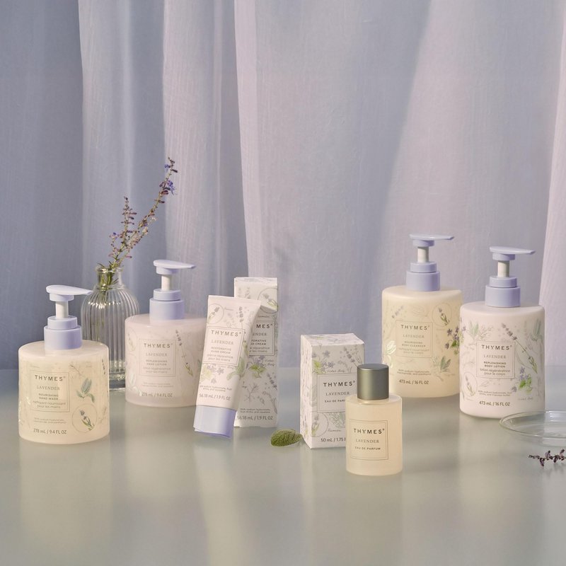 Thymes Replenishing Hand Lotion for Dry Skin - Daily Moisturizer Helps Reduce Dryness - Hand Lotion for Women & Men Formulated with Sodium Hyaluronate & Squalane (Lavender, 9.4 fl oz)
