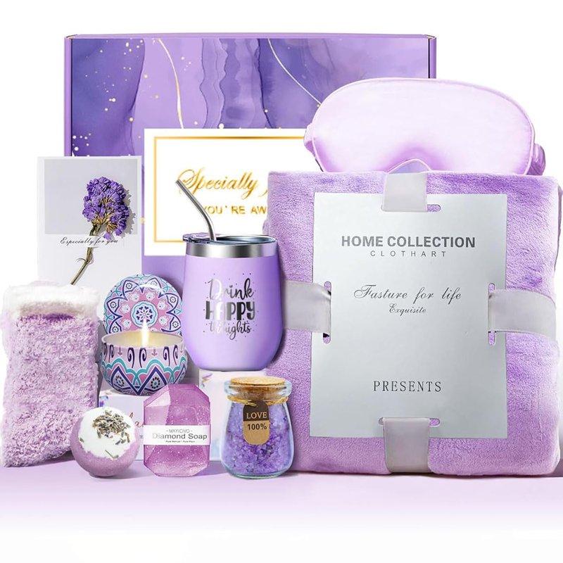 Spa Gift Baskets for Women - 12-Piece Self-Care Kit with Candle, Bath Salts & Eye Mask | Perfect Gift for Mother's Day, Birthdays & Get Well Soon